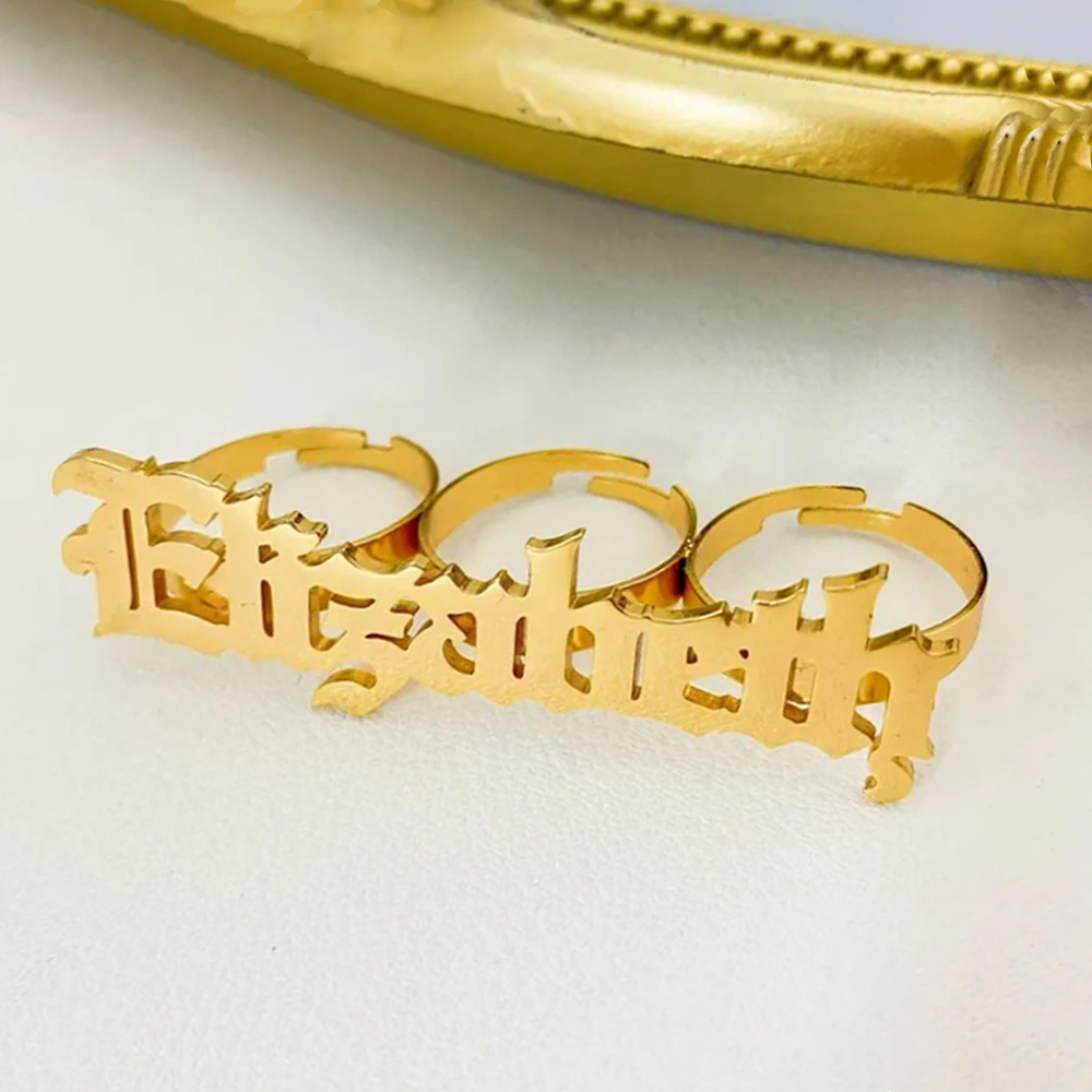 Initial Ring Custom - Niestandardowy pierścionek z imieniem Knuckle Duży
