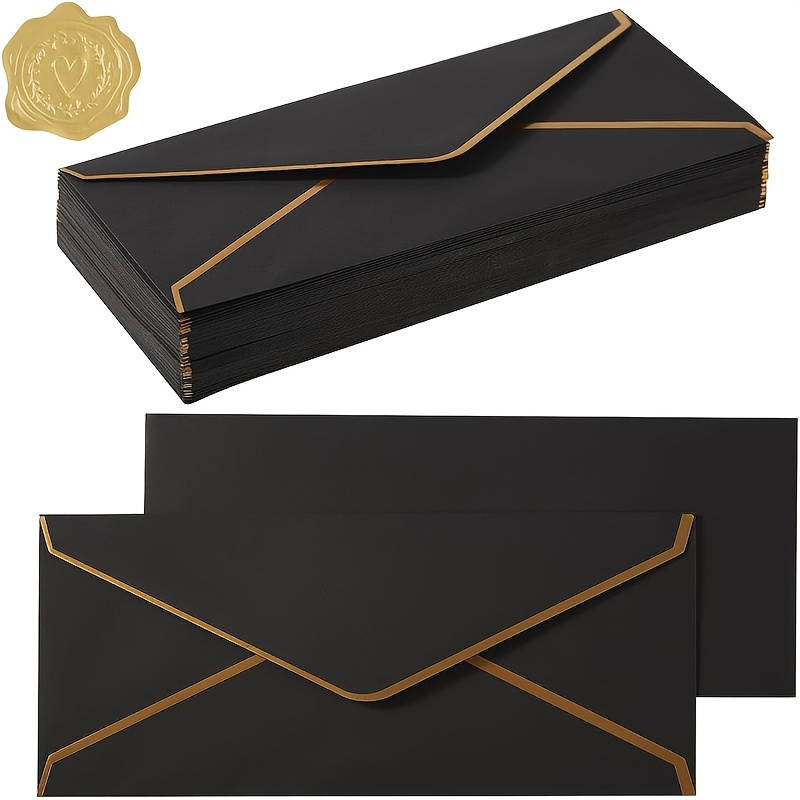 Wax Seal Letter Kit - 10 SZT. Eleganckie czarne koperty ze